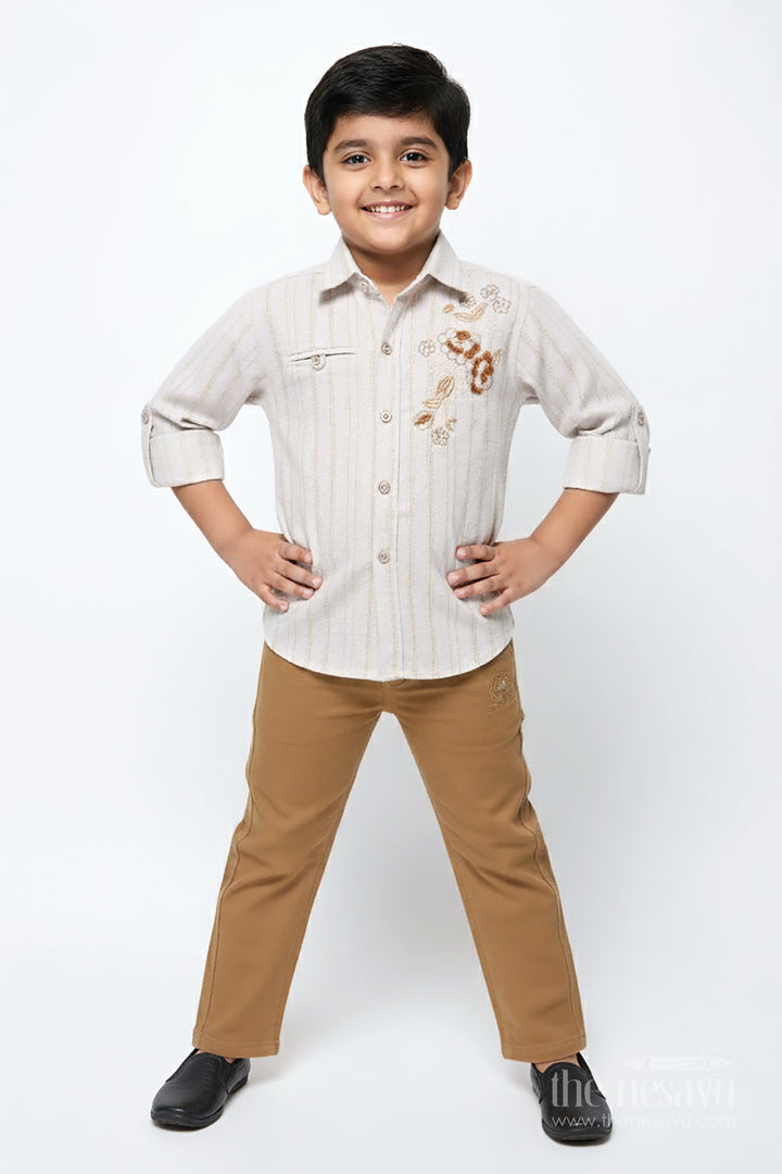 Boys Embroidered Shirt and Pant Set for Smart Casual and Festive Wear
