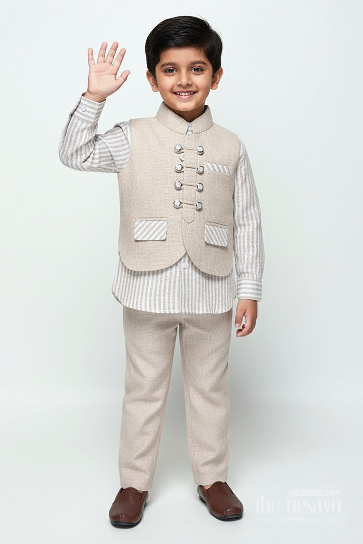 Boys Striped Casual Set for Festive Day Outs and Celebrations