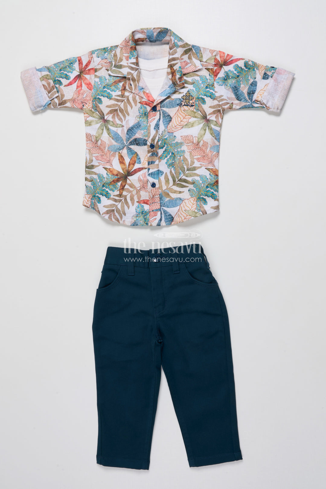 Toddler Boys Casual Set with Printed Shirt and T-Shirt Combo
