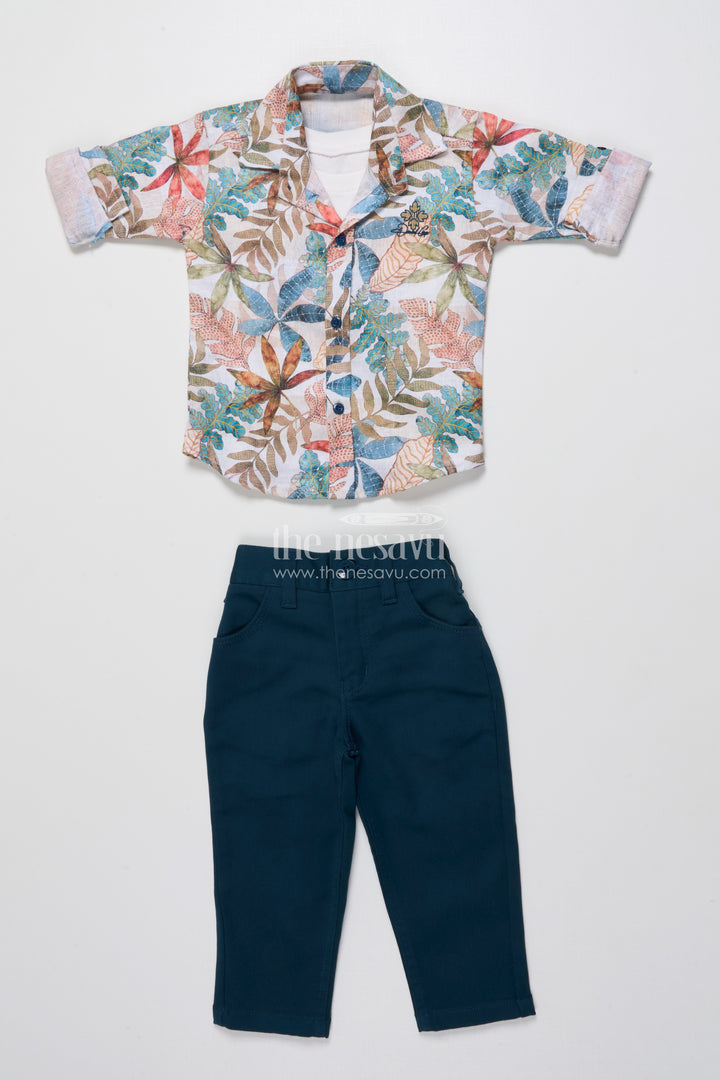 Toddler Boys Casual Set with Printed Shirt and T-Shirt Combo