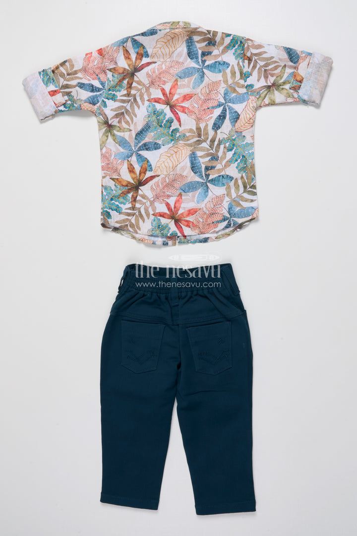 Toddler Boys Casual Set with Printed Shirt and T-Shirt Combo