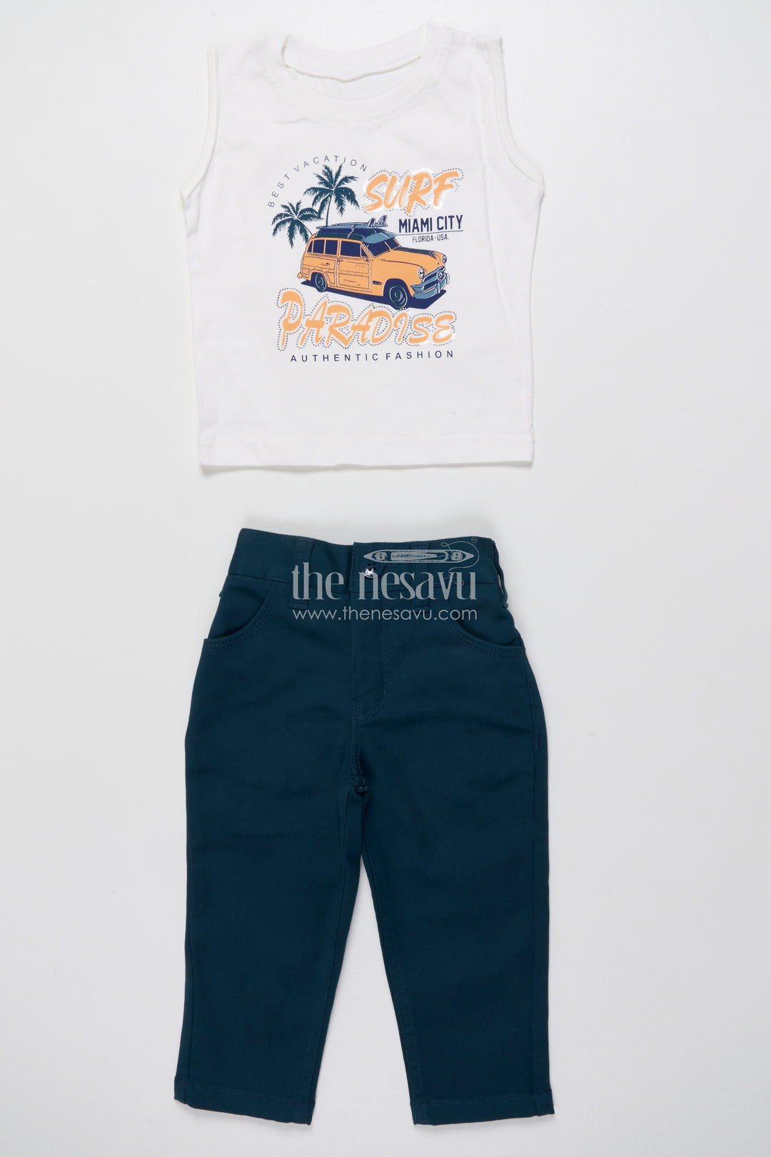 Toddler Boys Casual Set with Printed Shirt and T-Shirt Combo