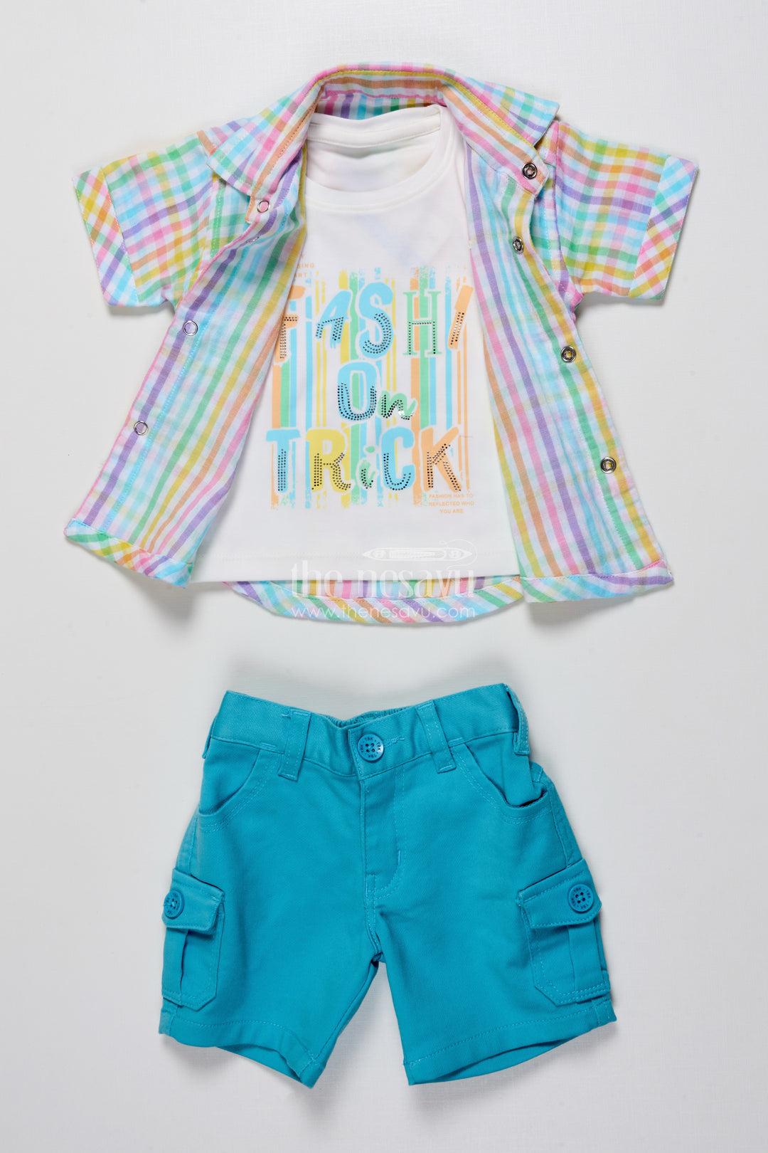Toddler Boys Casual Set with Striped Shirt and T-Shirt Combo