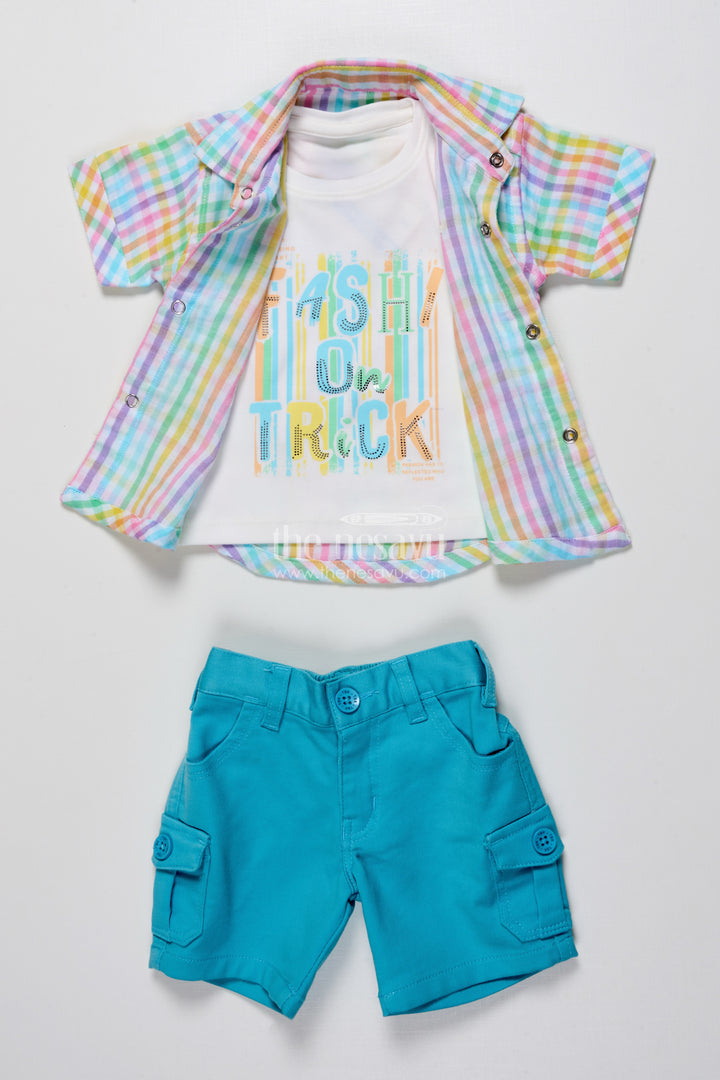 Toddler Boys Casual Set with Striped Shirt and T-Shirt Combo