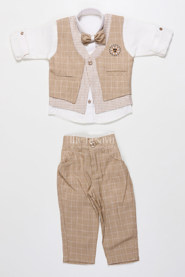 Toddler Boys Festive Jacket Set In Beige for Weddings and Events