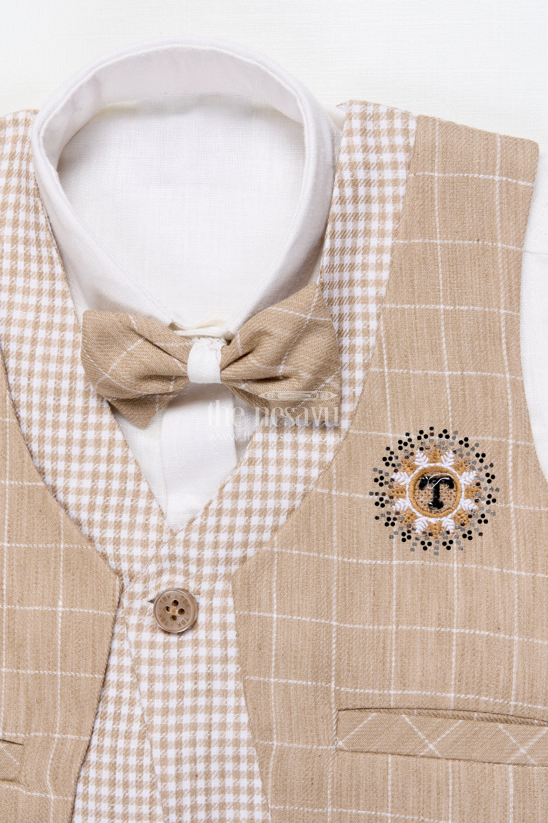 Toddler Boys Festive Jacket Set In Beige for Weddings and Events