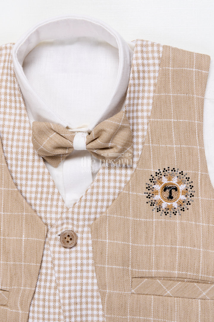 Toddler Boys Festive Jacket Set In Beige for Weddings and Events
