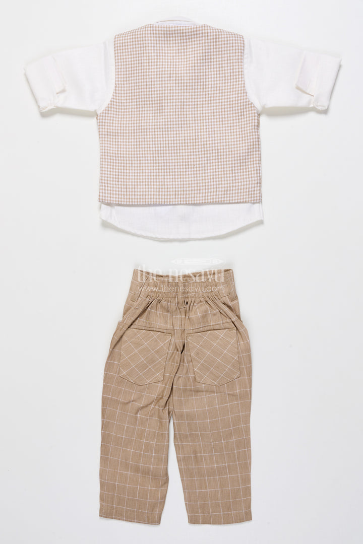 Toddler Boys Festive Jacket Set In Beige for Weddings and Events