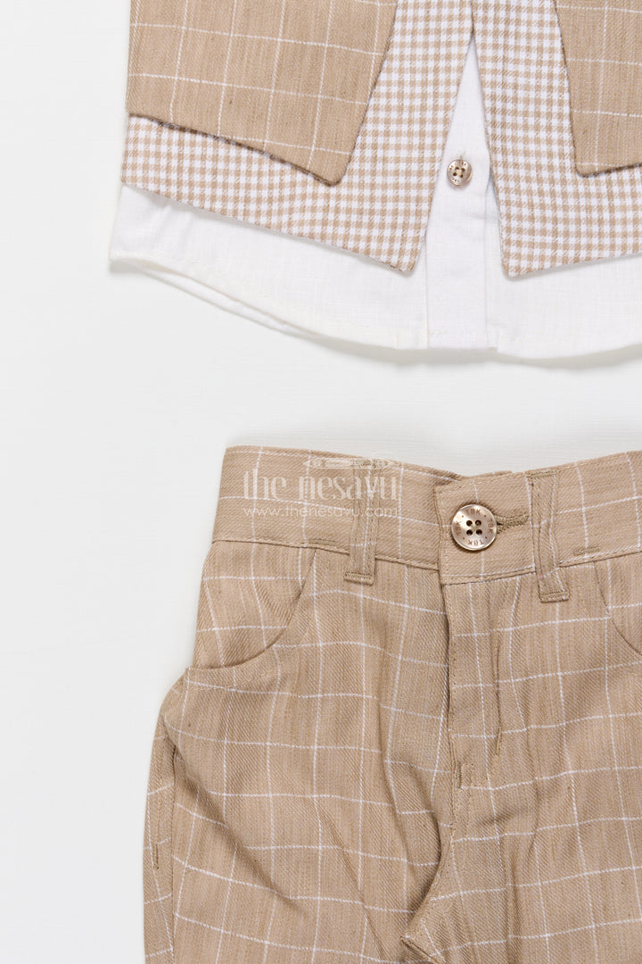 Toddler Boys Festive Jacket Set In Beige for Weddings and Events