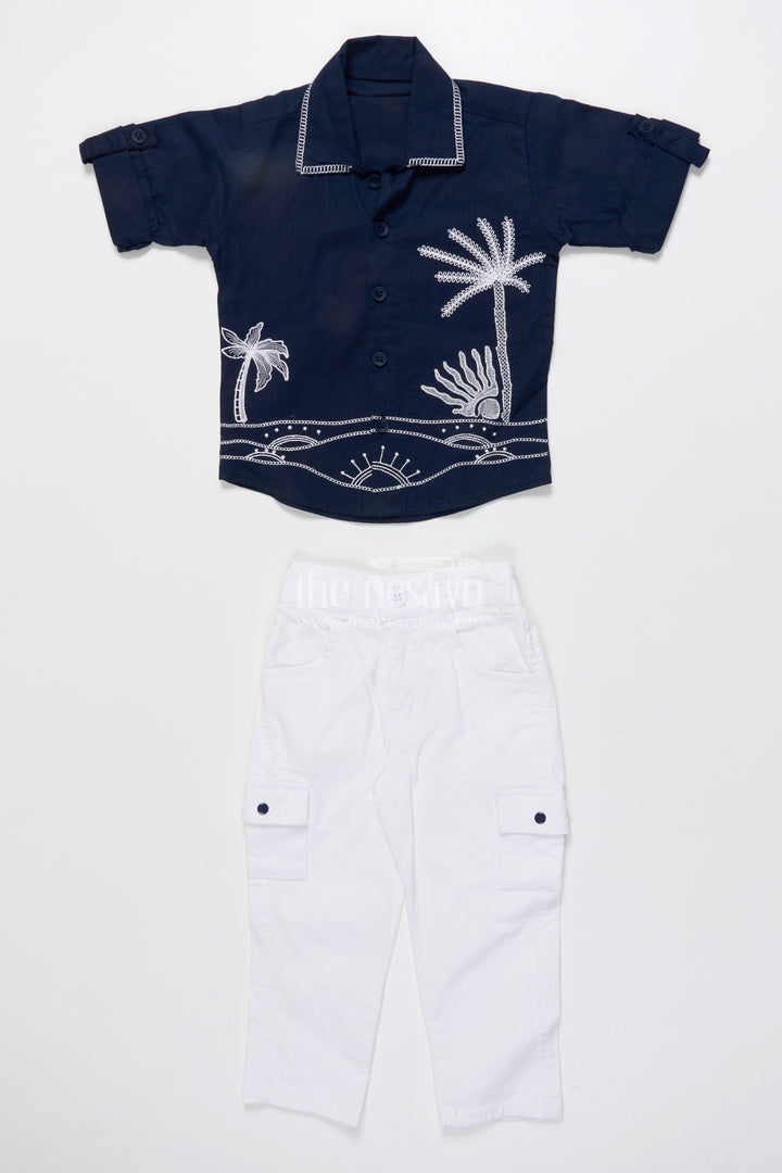 Boys Cotton Embroidered Shirt and Pant Set for Festive Functions