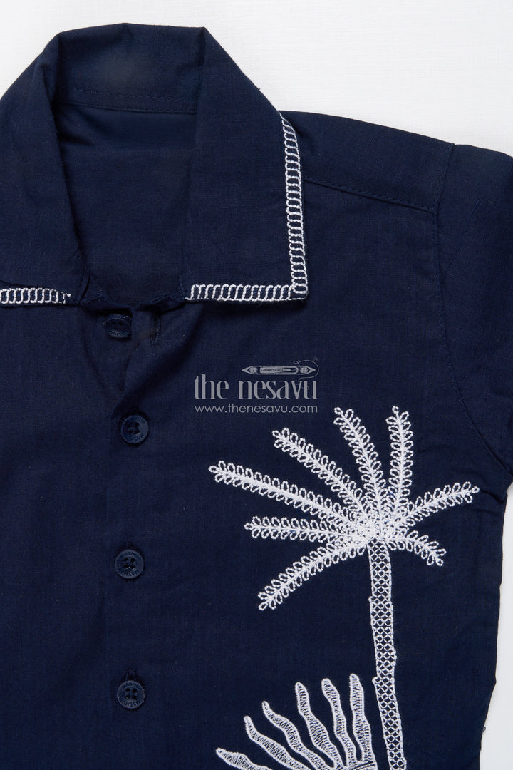 Boys Cotton Embroidered Shirt and Pant Set for Festive Functions