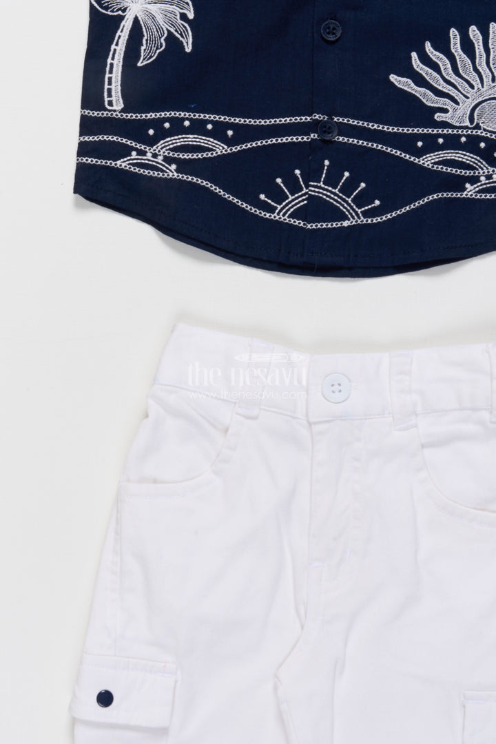 Boys Cotton Embroidered Shirt and Pant Set for Festive Functions