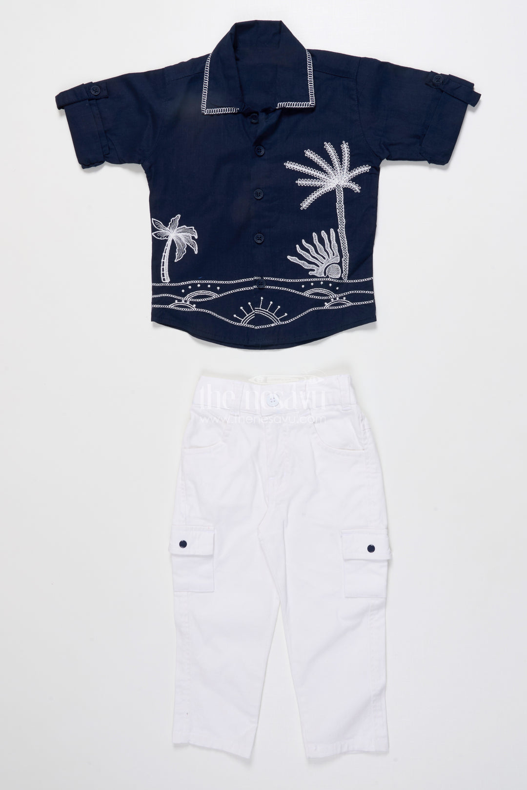 Boys Cotton Embroidered Shirt and Pant Set for Festive Functions