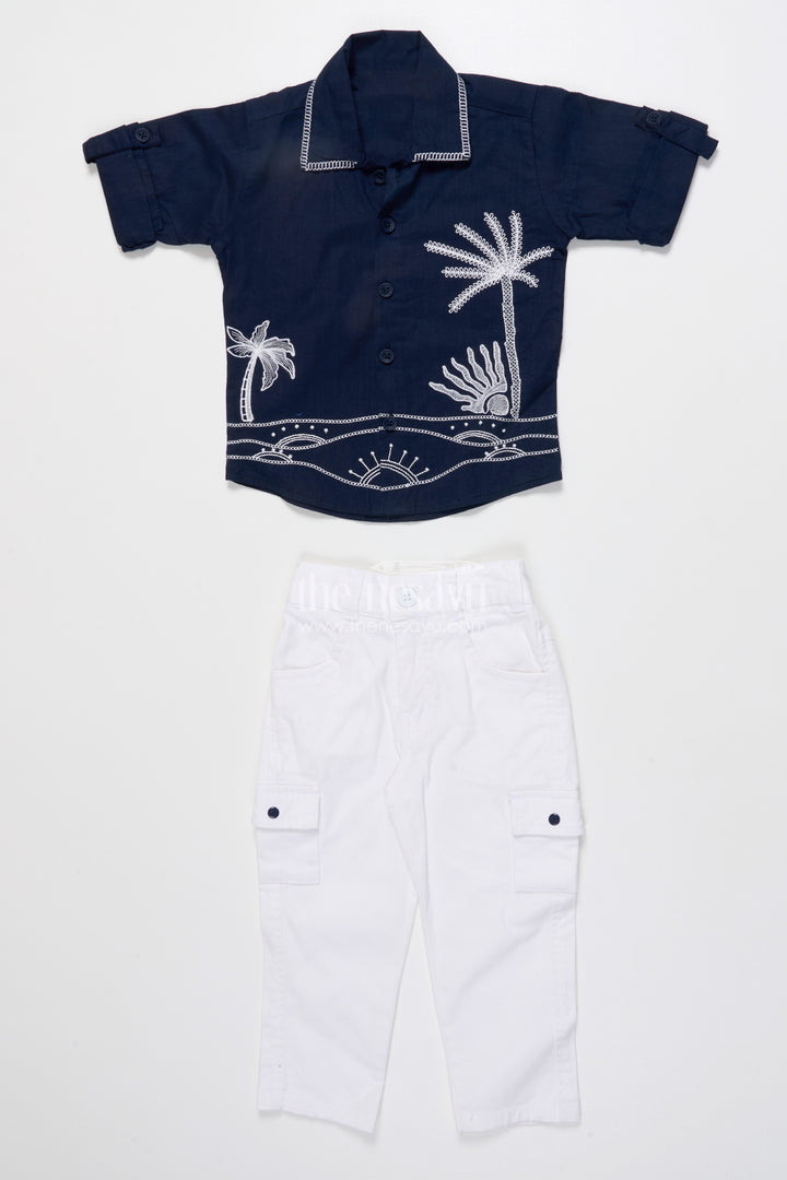 Boys Cotton Embroidered Shirt and Pant Set for Festive Functions