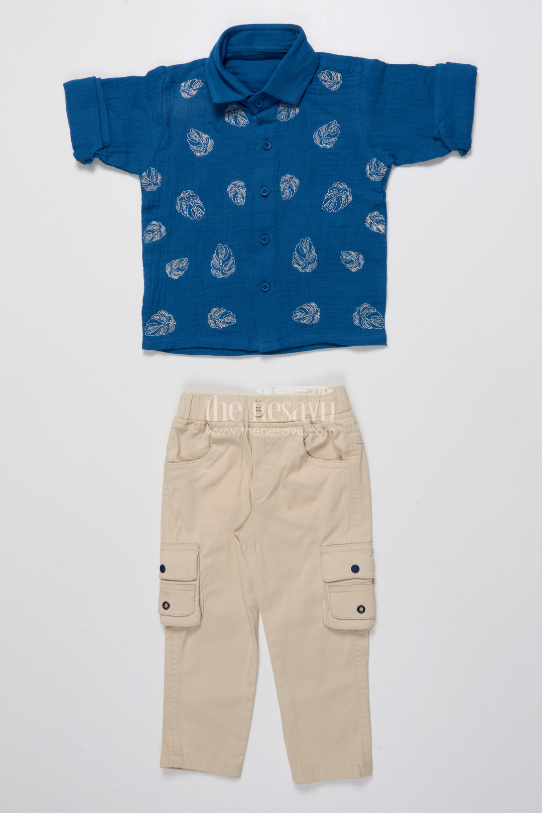 Toddler Boy Kurta Set with Embroidered Shirt and Cap for Festive Occasions