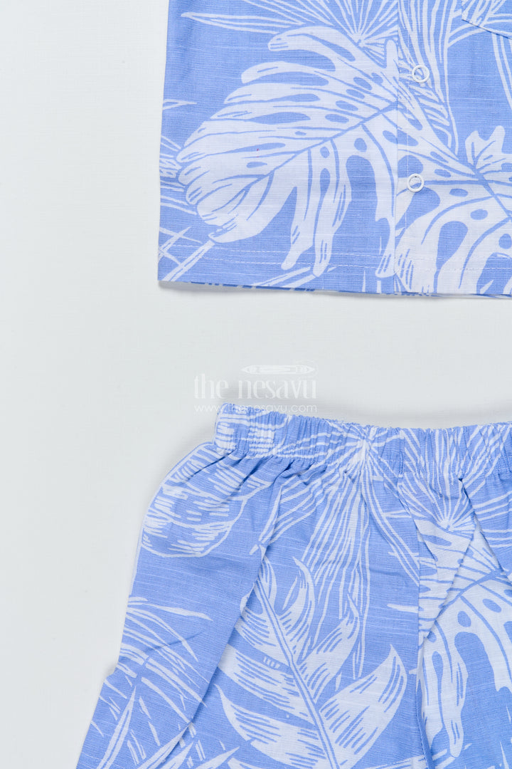 Boys Cotton Co-Ord Set with Leaf Print for Summer Play and Holidays