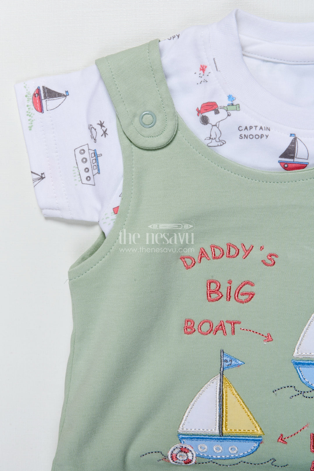 Baby Casual Cotton Romper with Sailboat Embroidery for Play and Nap Time