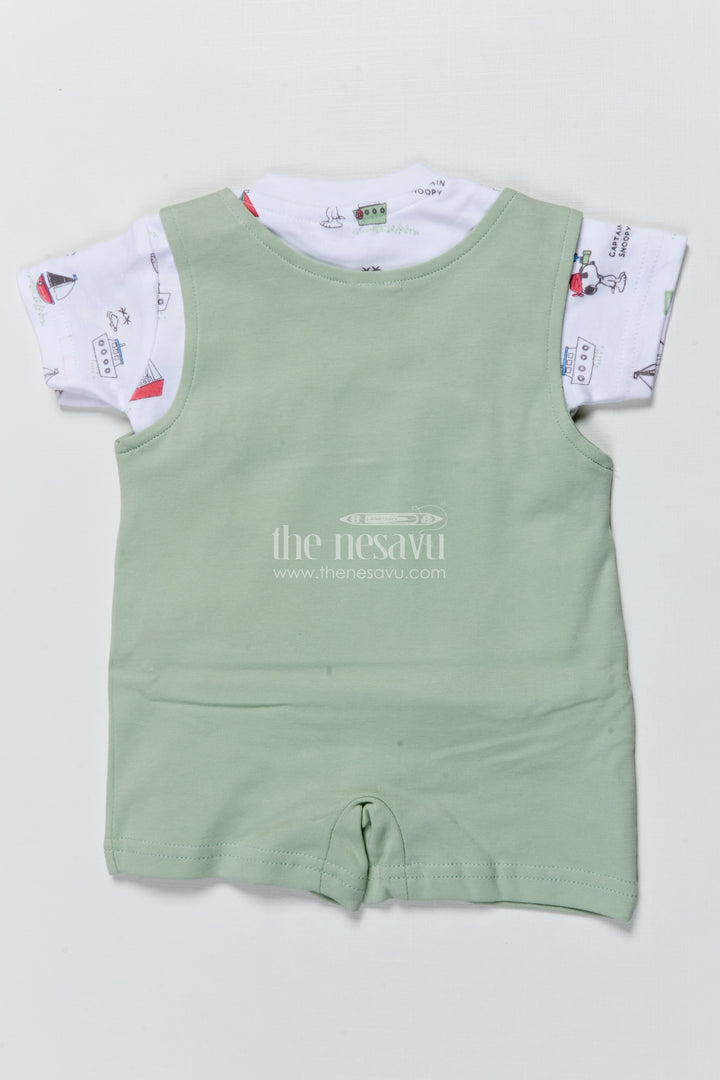 Baby Casual Cotton Romper with Sailboat Embroidery for Play and Nap Time