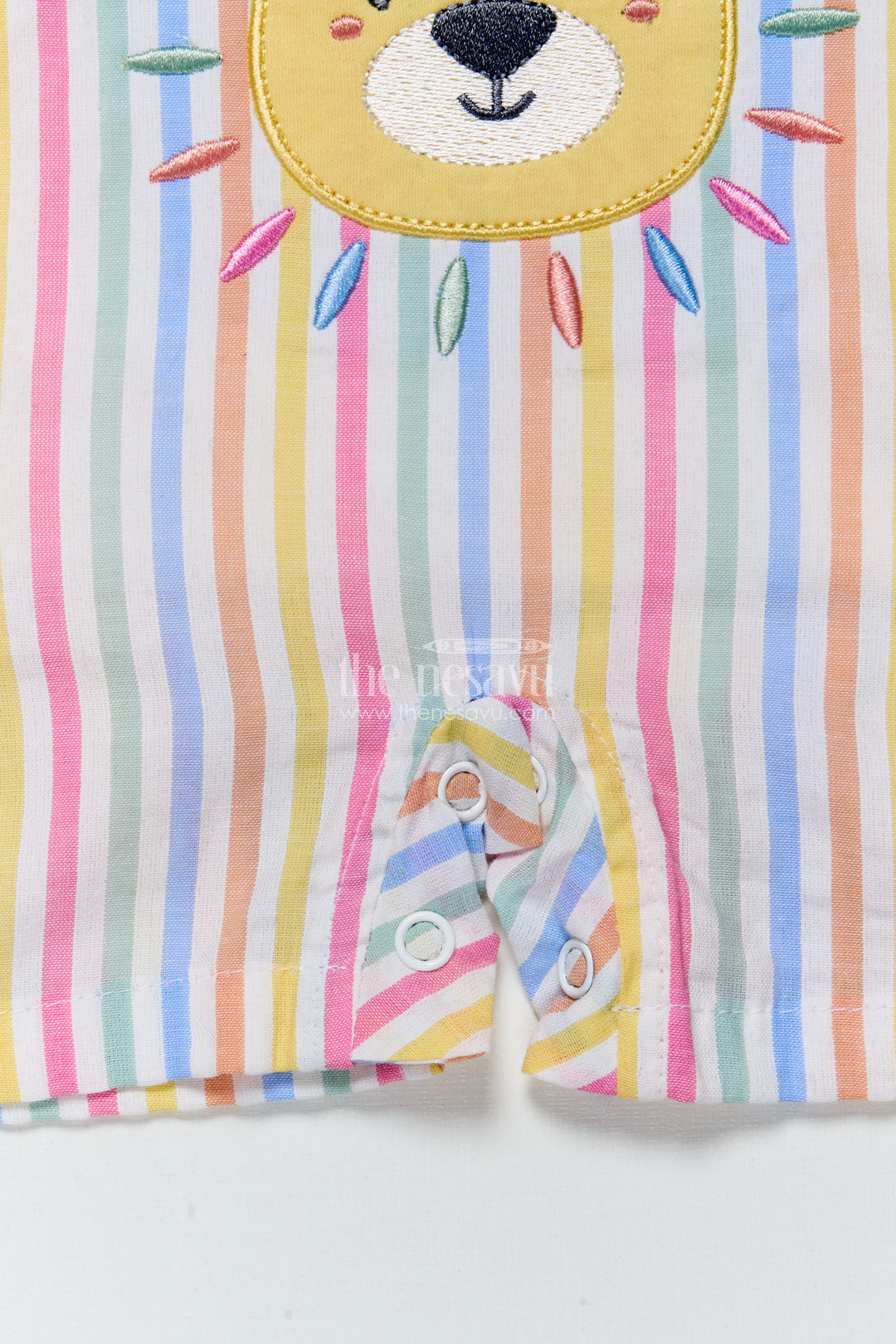 Baby Boy Striped Cotton Set with Lion Patch for Playful Comfort