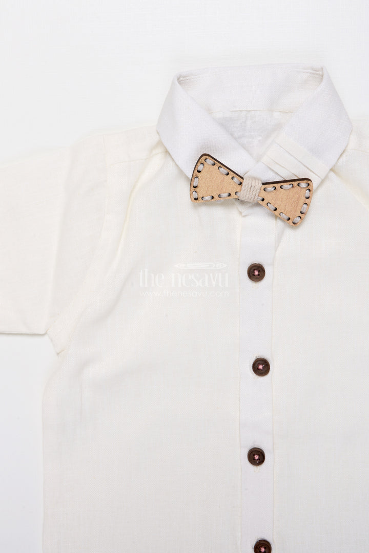 Boys Festive Blazer Set with Jacquard Stripes and Bow Tie Detail