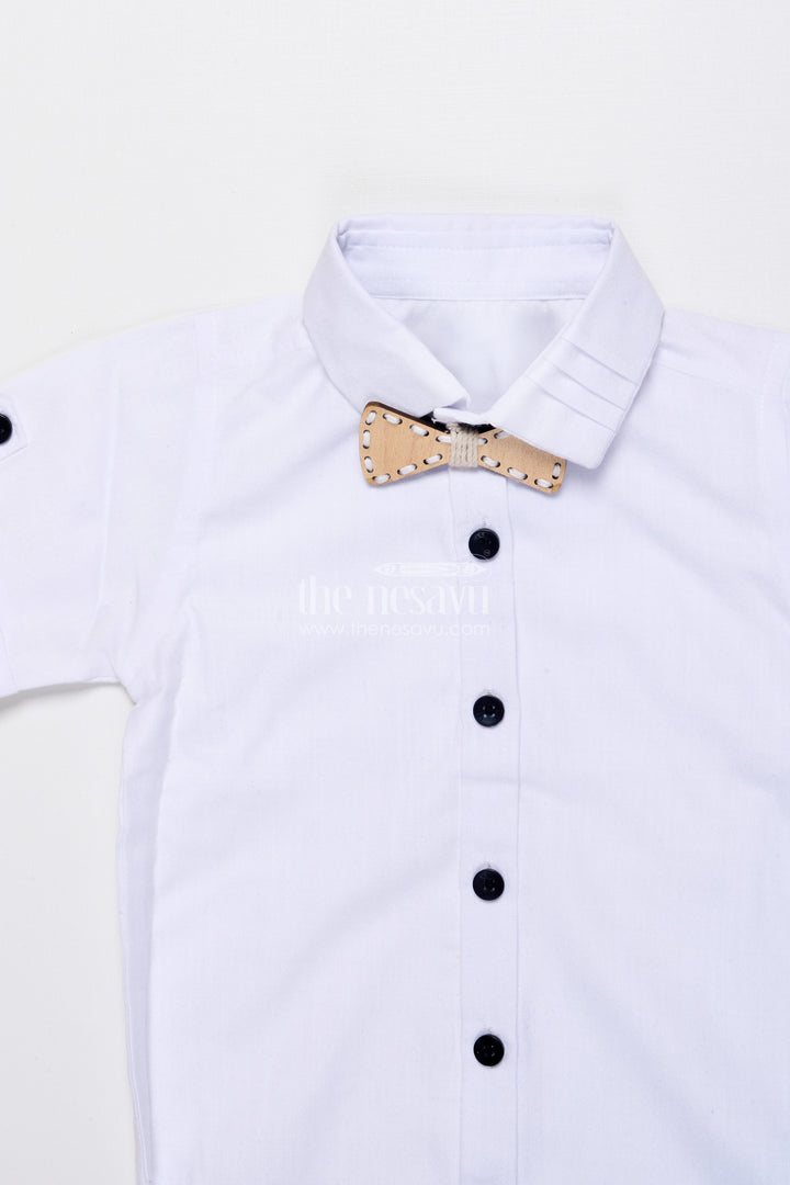 Boys Cotton Stripe Blazer Outfit with Playful Embroidery and Bow Tie