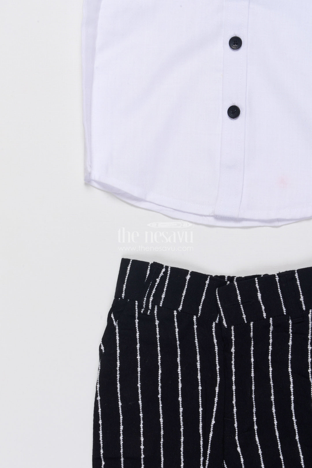 Boys Cotton Stripe Blazer Outfit with Playful Embroidery and Bow Tie
