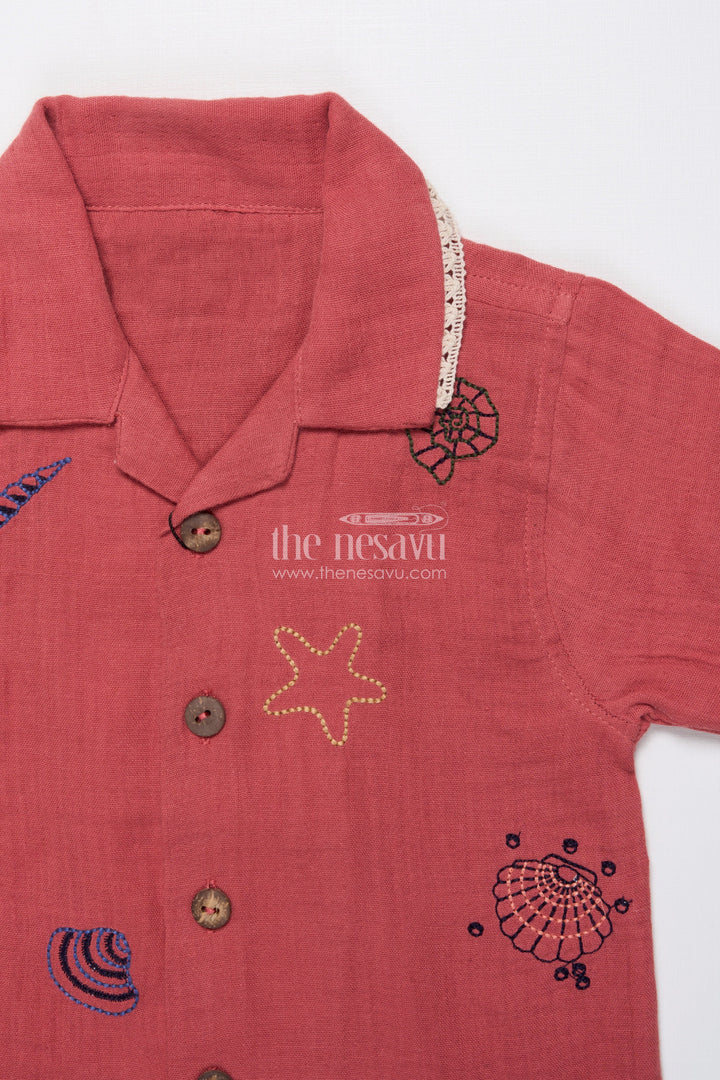 Boys Embroidered Muslin Cotton Short Set  Festive Casual Wear