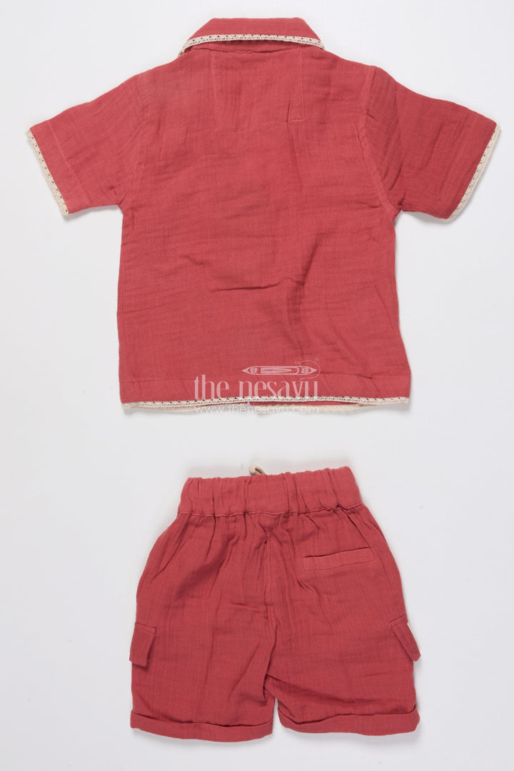 Boys Embroidered Muslin Cotton Short Set  Festive Casual Wear