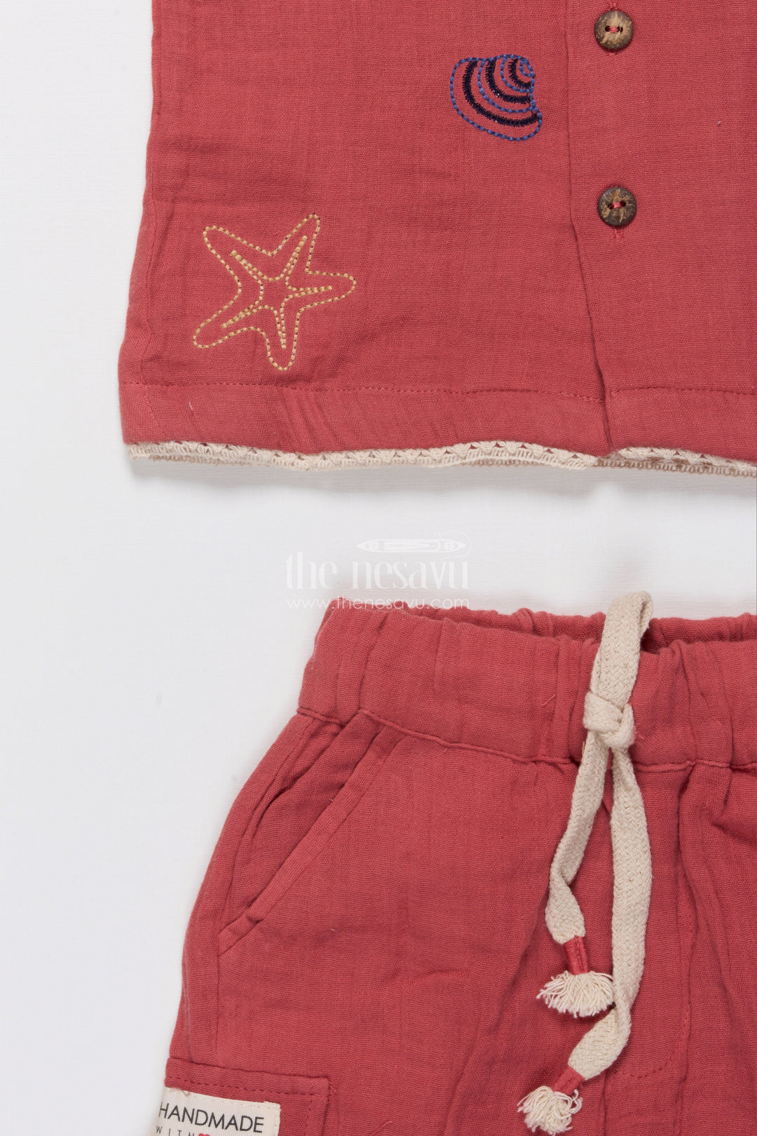 Boys Embroidered Muslin Cotton Short Set  Festive Casual Wear