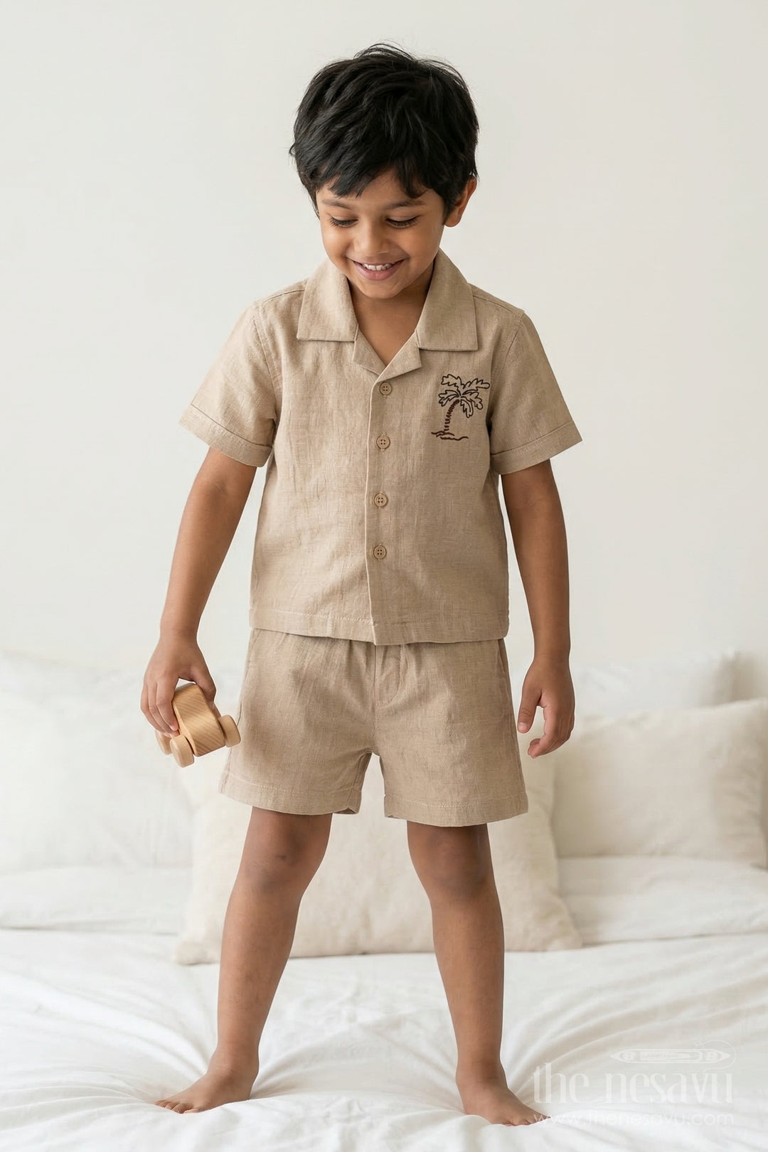Boys Cotton Shirt and Shorts Set for Family Outings