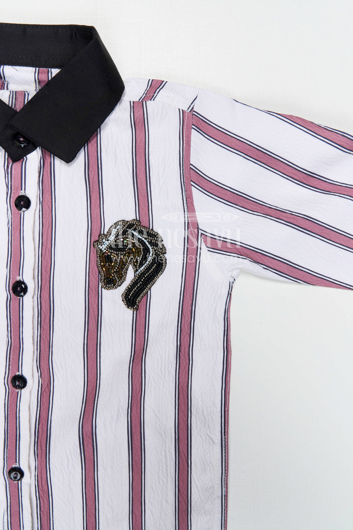 Boys Striped Shirt and Pants Set for Casual Outings and Smart Wear