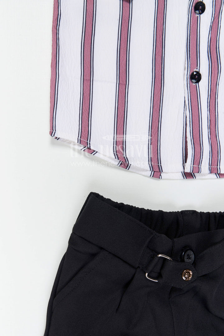 Boys Striped Shirt and Pants Set for Casual Outings and Smart Wear