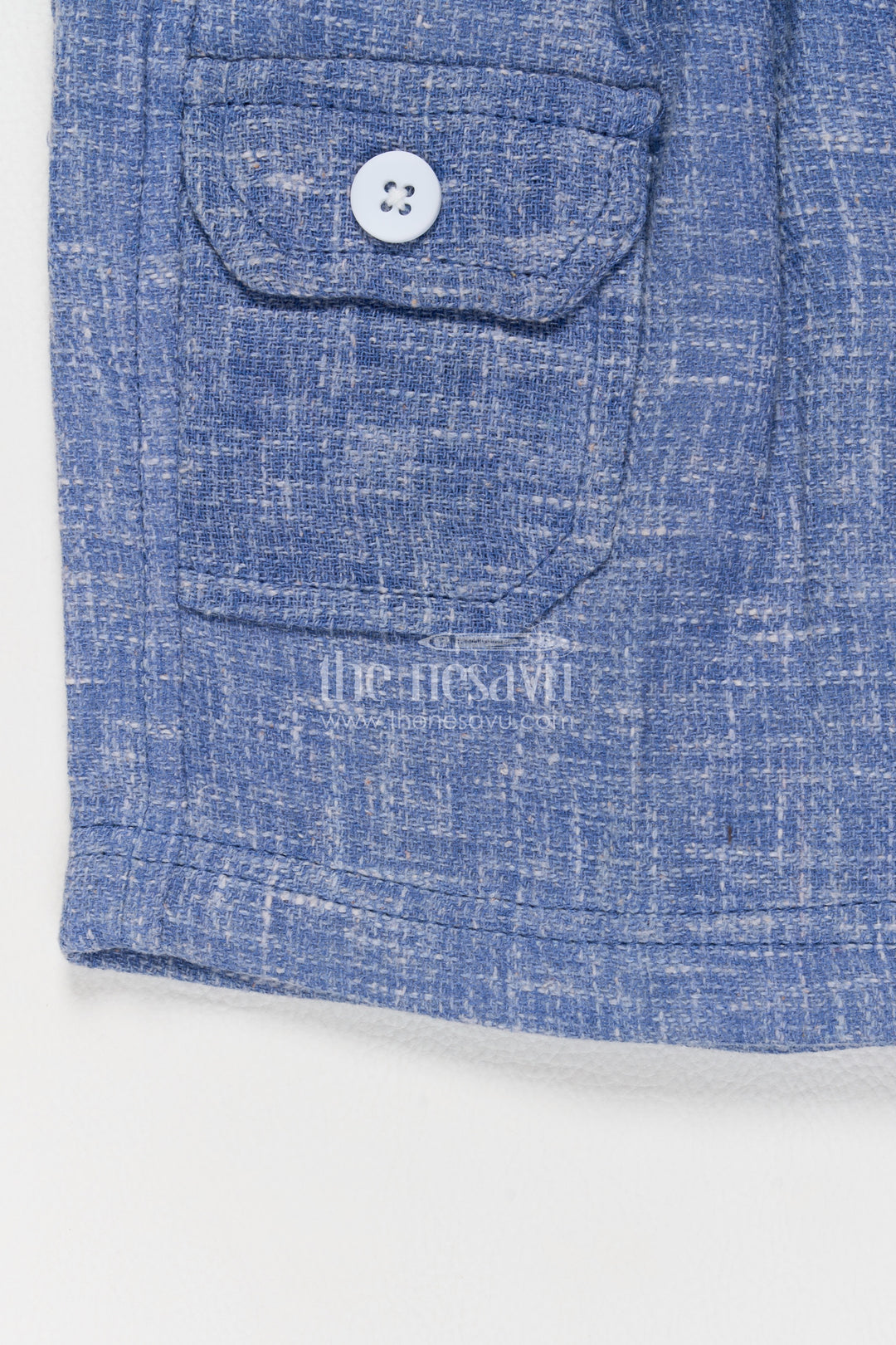 Boys Blue Cotton Diagonal Stripe Waistcoat Shorts Set