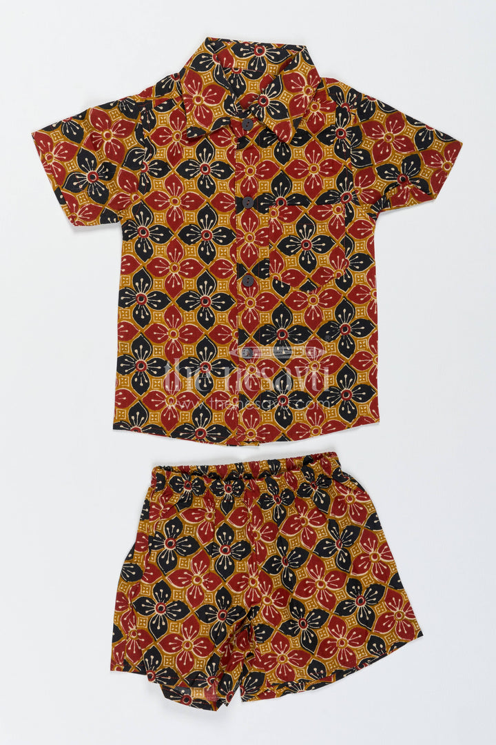 Boys Cotton Shirt and Shorts Set with Designer Detailing in Yellow