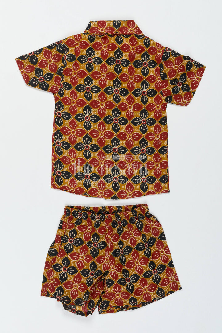 Boys Cotton Shirt and Shorts Set with Designer Detailing in Yellow