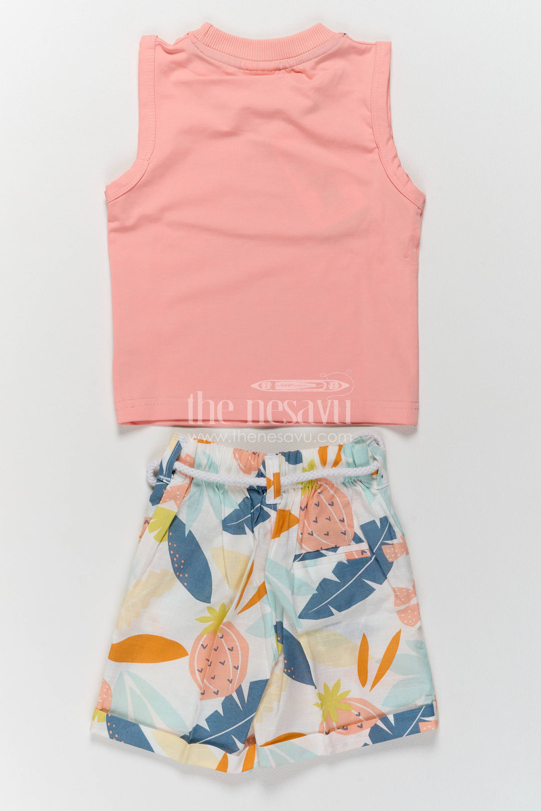 Boys Cotton Shirt and Shorts Set with Designer Detailing in Peach
