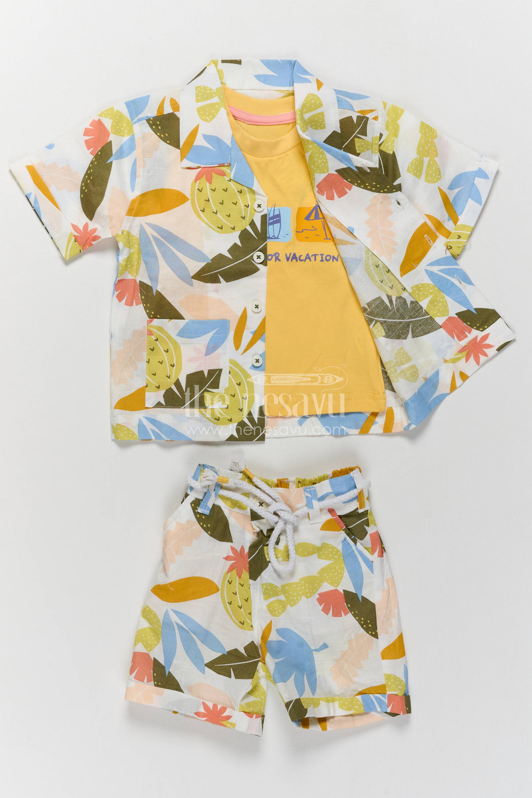 Boys Cotton Shirt and Shorts Set with Designer Detailing Heritage Edit