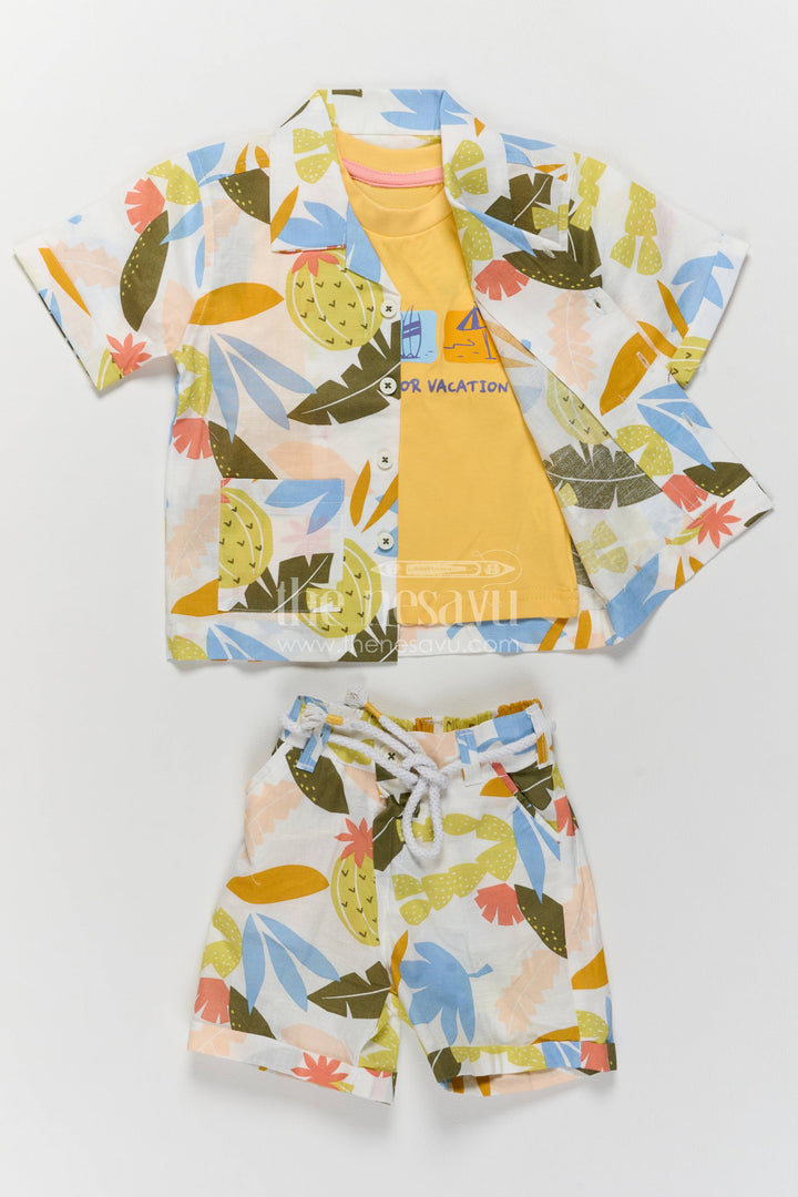 Boys Cotton Shirt and Shorts Set with Designer Detailing Heritage Edit