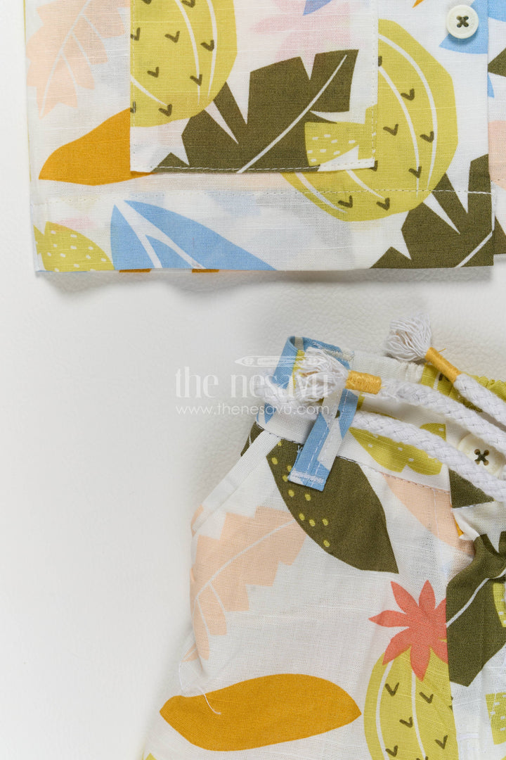 Boys Cotton Shirt and Shorts Set with Designer Detailing Heritage Edit