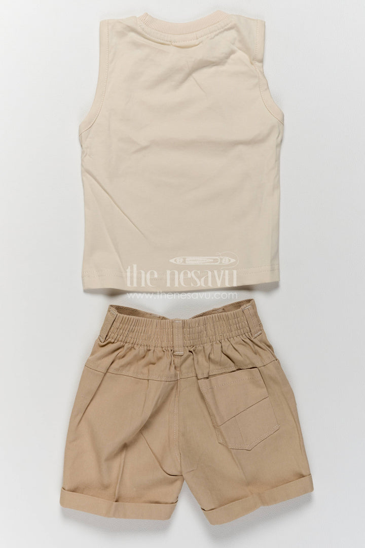Boys Cotton Shirt and Shorts Set with Designer Detailing in Green