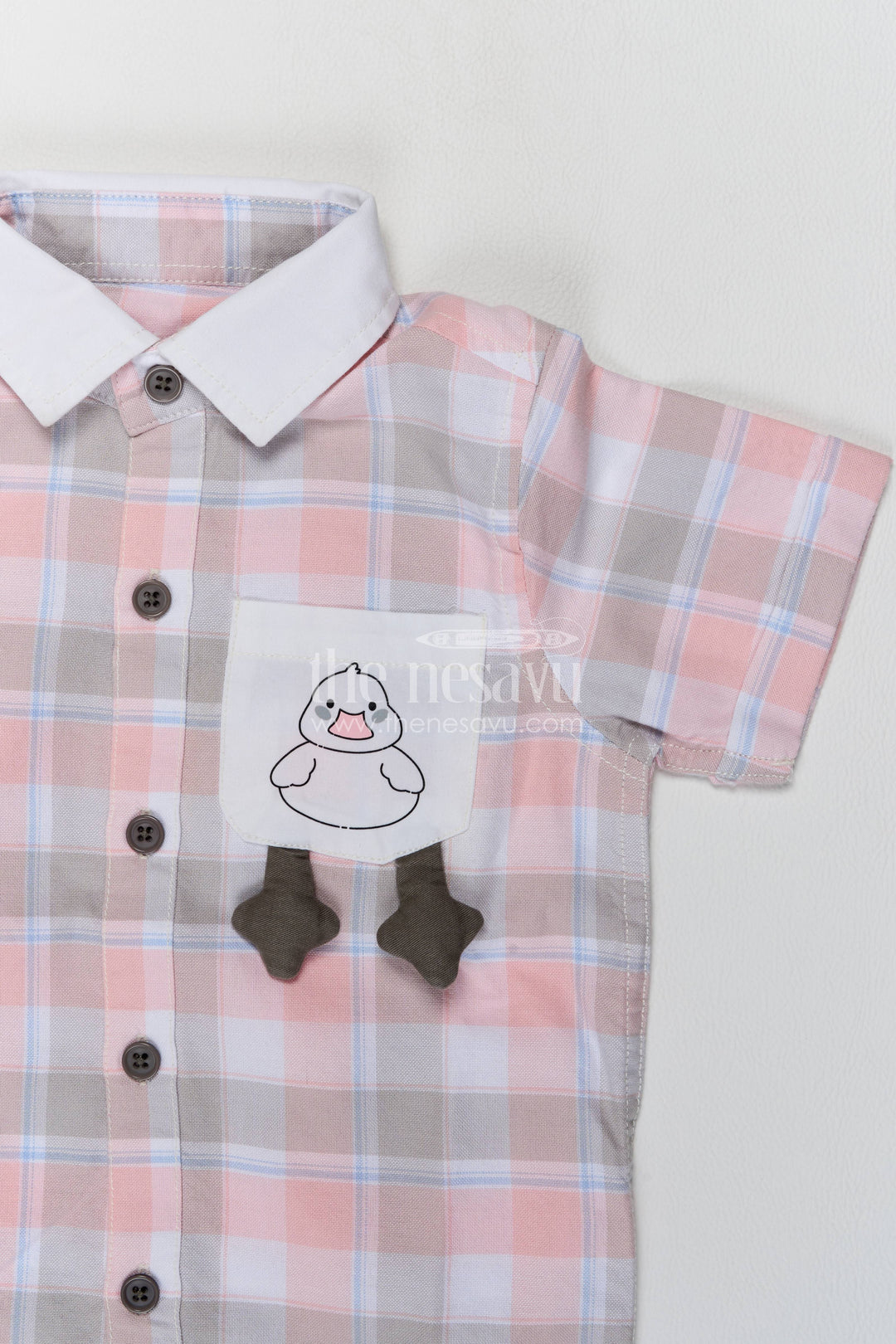 Boys Cotton Shirt and Shorts Set with Pink Plaid Detailing for Celebrations
