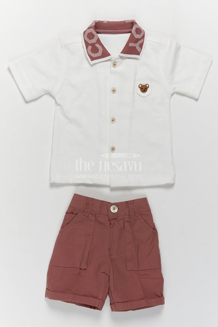 Boys Cotton Shirt and Shorts Set for Kids with Designer Detailing in Pink