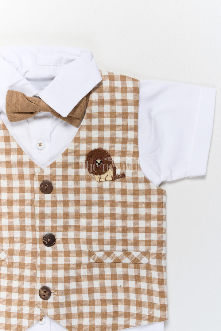 Boys Waistcoat Set for Celebrations with Brown Gingham Tailoring