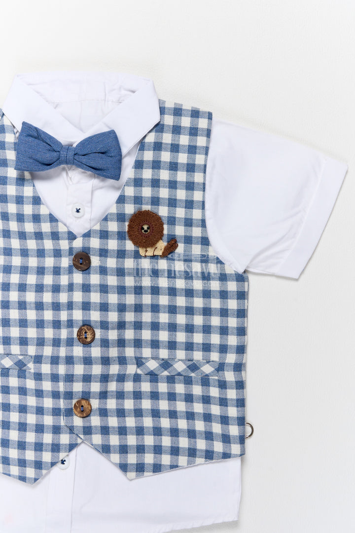 Boys Waistcoat Set with Blue Gingham Tailoring for Special Occasions