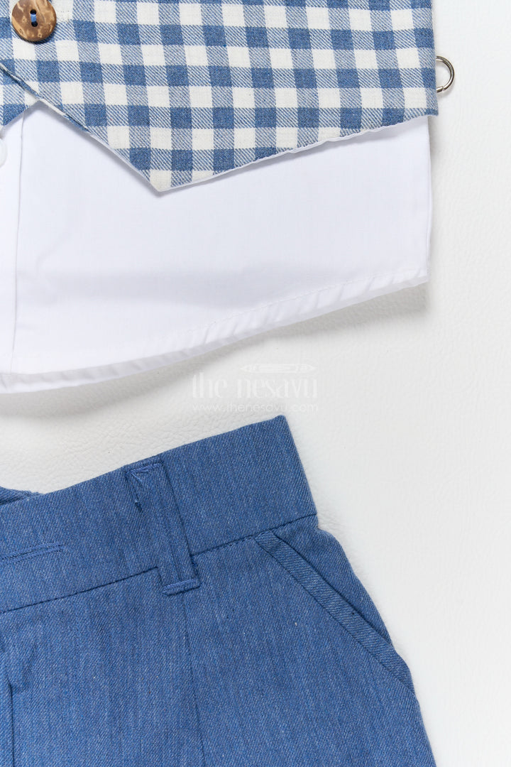 Boys Waistcoat Set with Blue Gingham Tailoring for Special Occasions