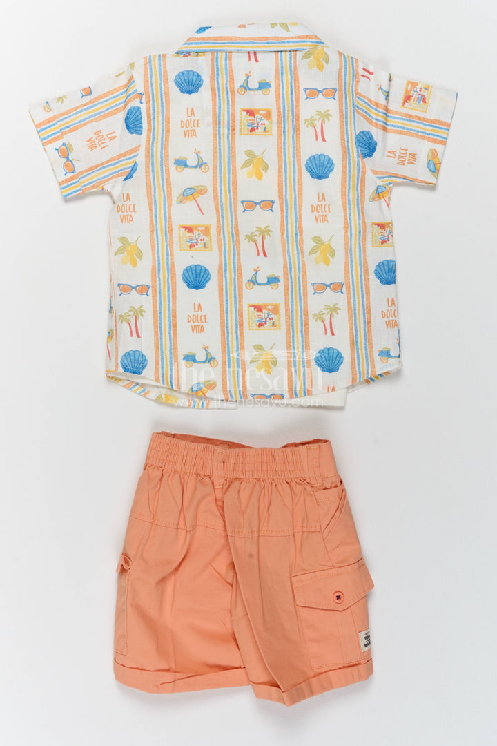 Boys Cotton Shirt and Shorts Set with Striped Detailing Heritage Edit