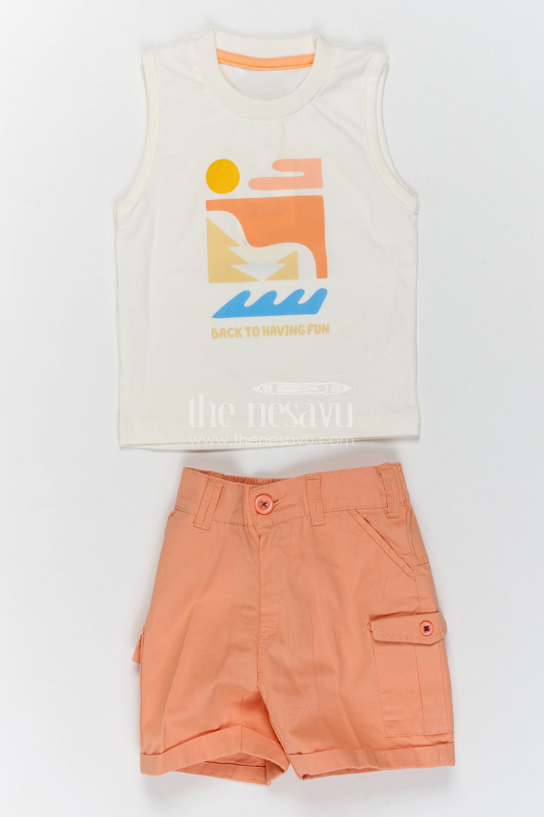 Boys Cotton Shirt and Shorts Set with Striped Detailing Heritage Edit