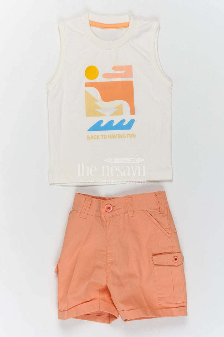 Boys Cotton Shirt and Shorts Set with Striped Detailing Heritage Edit