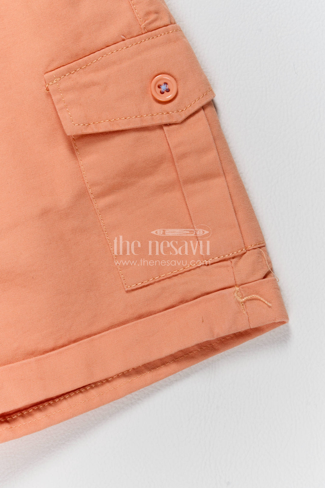 Boys Cotton Shirt and Shorts Set with Designer Detailing in Orange