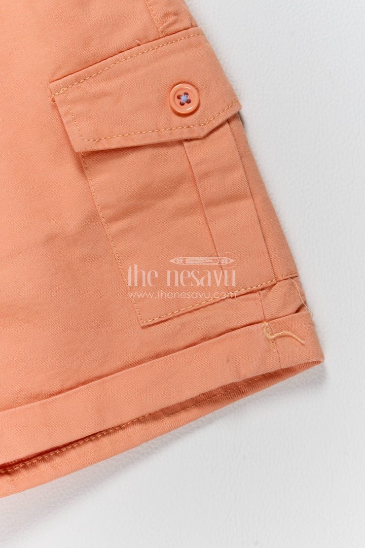 Boys Cotton Shirt and Shorts Set with Designer Detailing in Orange